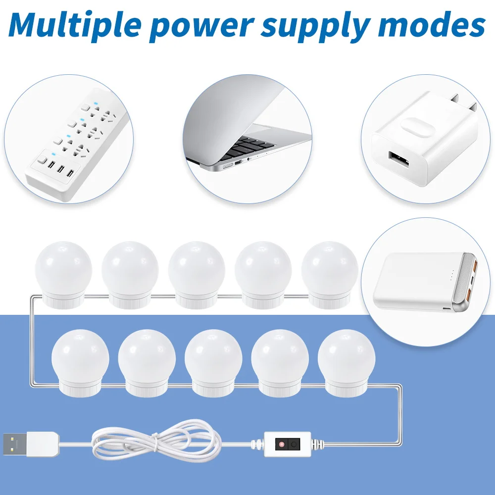 USB Hand Sweep Vanity Mirror Light Led Makeup Lamp 2 6 10 14Bulbs espejos tocador Dressing Table Beauty Bathroom Wall | Лампы и