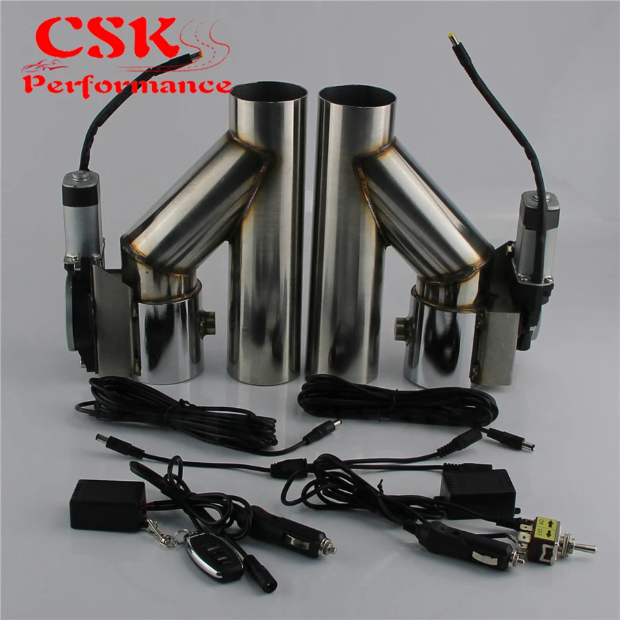 3" 76mm Dual Electric Exhaust Cutout Cutoff Downpipe Dump Bypass Valve Kit Wireless Controller / Switch Control | Автомобили и