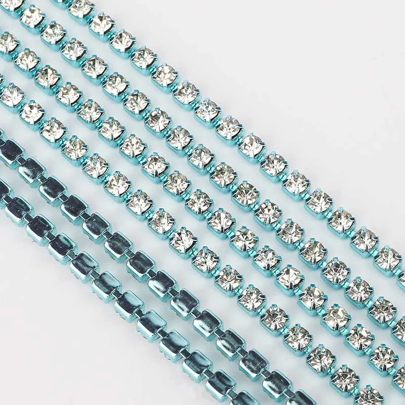 Горячая распродажа 10 ярдов/ролик Аквамарин стразы цепь чашки для DIY аксессуары