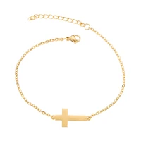 stainless steel classic fashion simple charm cross chain bracelet delicated all match chain bracelet surf wave simplify jewelry
