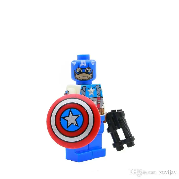 Одиночная продажа Капитан Америка Стив Роджерс с щитом Супергерои Мстители Minifig