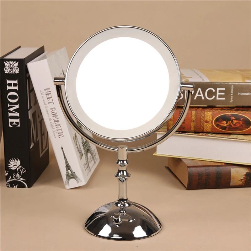 Серебряное настольное зеркало для макияжа 8 дюймов 2 лицевое металлическое 3X 5X 10X