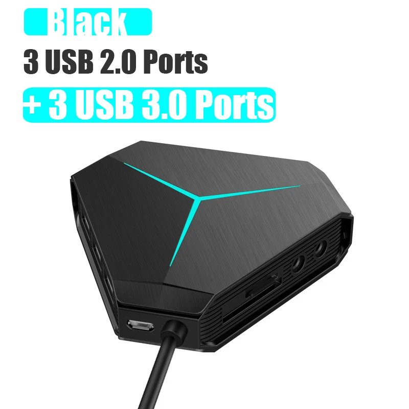 Мульти USB 3,0 концентратор USB разветвитель устройство для чтения карт SD TF с микрофоном Интерфейс высокая скорость 6 портов концентратор для ПК Компьютерные аксессуары - Цвет: BK 3 USB3.0 3 USB2.0