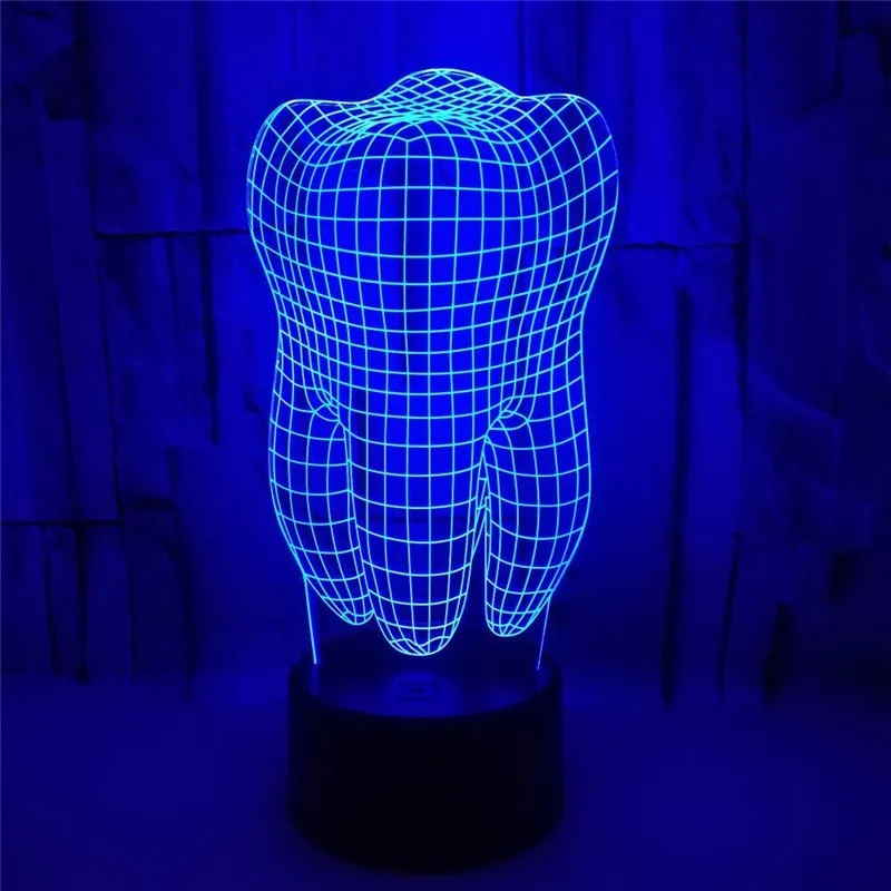 

LED Night Light Colorful Dentist Dentistry Decoration Bedroom Touch Table Cool Lamp Birthday Christmas Gift 3D Tooth Teeth