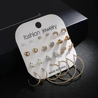 12 pairs fashion ear studs hoop earrings for women gold big small hoop earrings wedding party engagement daily jewelry ornaments