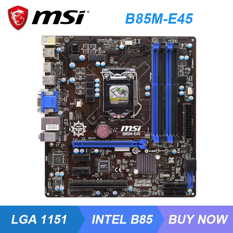 

MSI B85M-E45 desktop motherboard DDR3 Intel B85 LGA 1150 motherboard i7 i5 i3 32G SATA3 UBS3.0 Used PC Mainboard