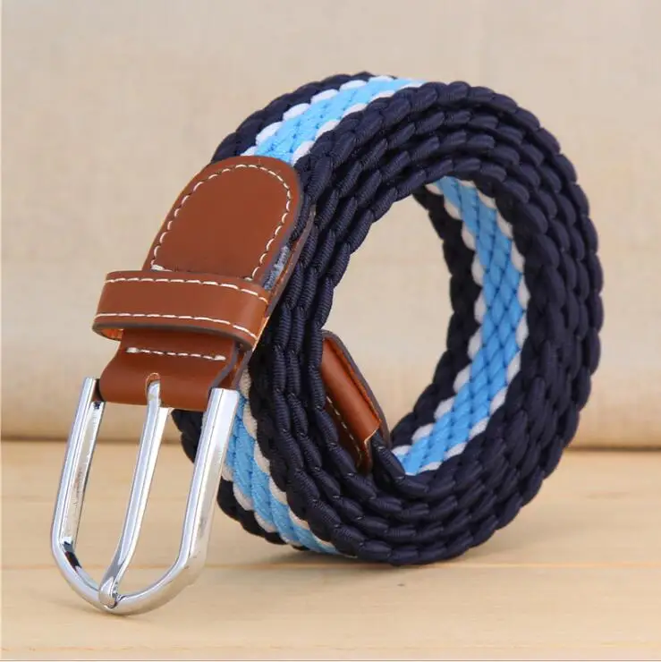 

New Hot Colors Men Women Casual Knitted Pin Buckle Belt Woven Canvas Elastic Women's Stretch Belts Plain Webbing Fashion belts