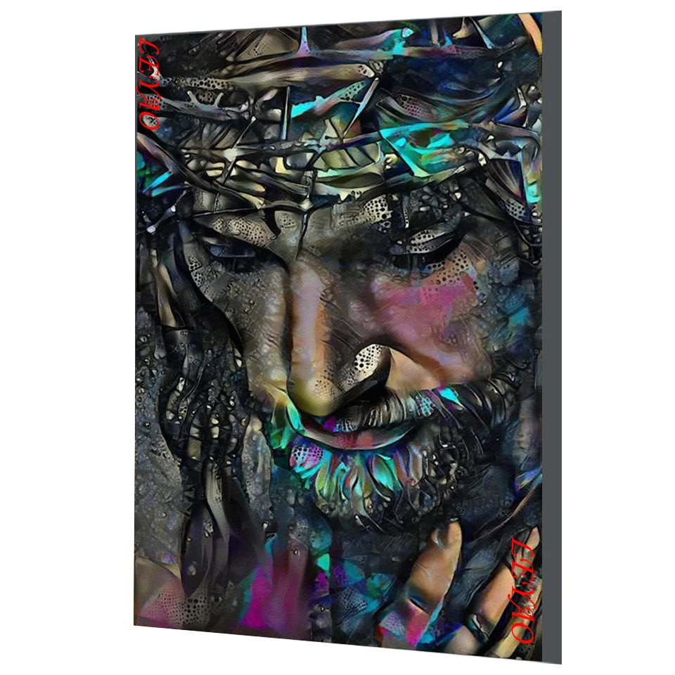 

Алмазная живопись "сделай сам", абстрактная картина 5d, домашний декор, полноразмерная круглая Алмазная вышивка с Иисусом, подарок ручной раб...