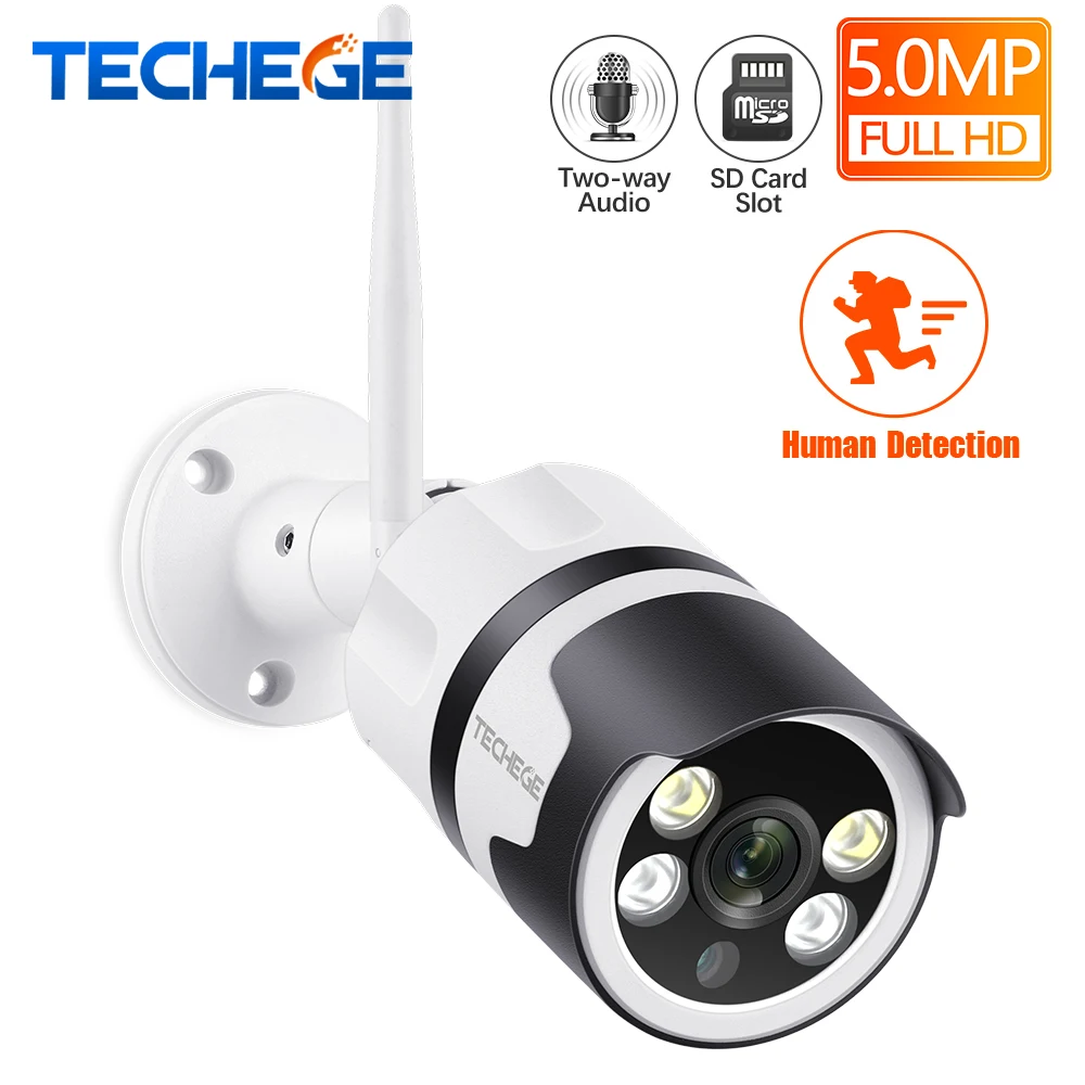 Techege супер HD 5.0MP Wifi IP Камера уличная Водонепроницаемая Проводная беспроводная