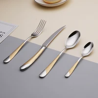kitchen tableware cutlery set silver cutlery set stainless steel luxury dinnerware fork spoon knife western dinner set gold