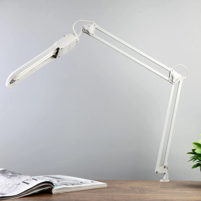 Светильник настольный на струбцине &quotДельта&quot с АПП серый КЛЛ|Настольные лампы|