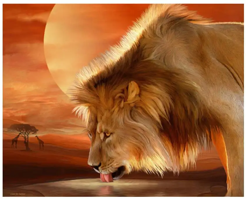 Алмазная вышивка с животными Лев алмазная живопись полноразмерная картина