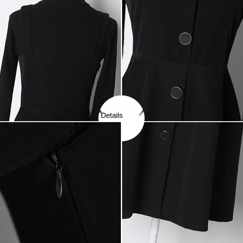 

black dress golden velvet dress women's autumn winter suspender dress Sleeveless Solid A-Line Vintage Ankle-Length