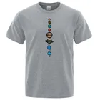 Девять планет, Мужская футболка, Вселенная, солнечная система, мужские топы, хлопковая футболка с короткими рукавами и круглым вырезом, Винтажная футболка с планетами