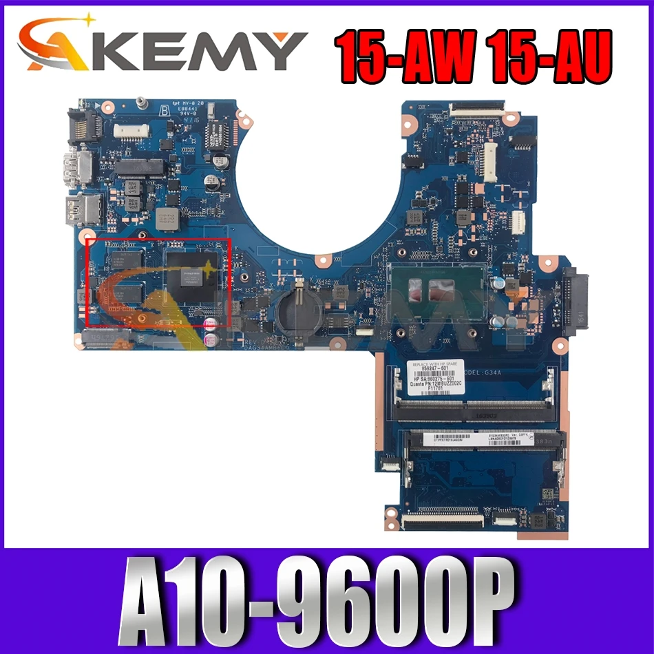 

DAG54AMB6D0 For HP Pavillion 15-AW 15-AU A10-9600P Notebook Mainboard AM960P 216-0864032 DDR4 Laptop Motherboard