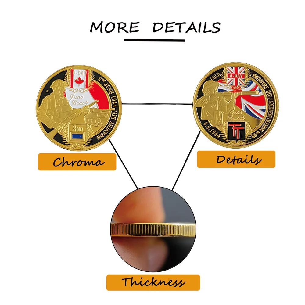 1944 6 D день Золотая монета пехотное подразделение Нормандия посадка для сбора
