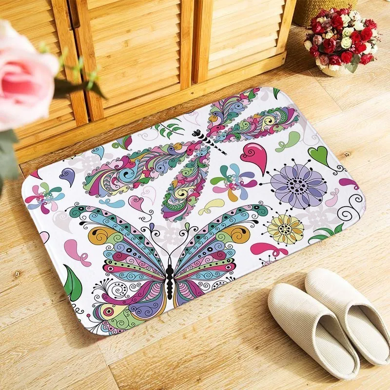 

Colorful butterfly print home decorative doormat hallway entrance door mat kitchen bathroom floor carpet 40x60cm