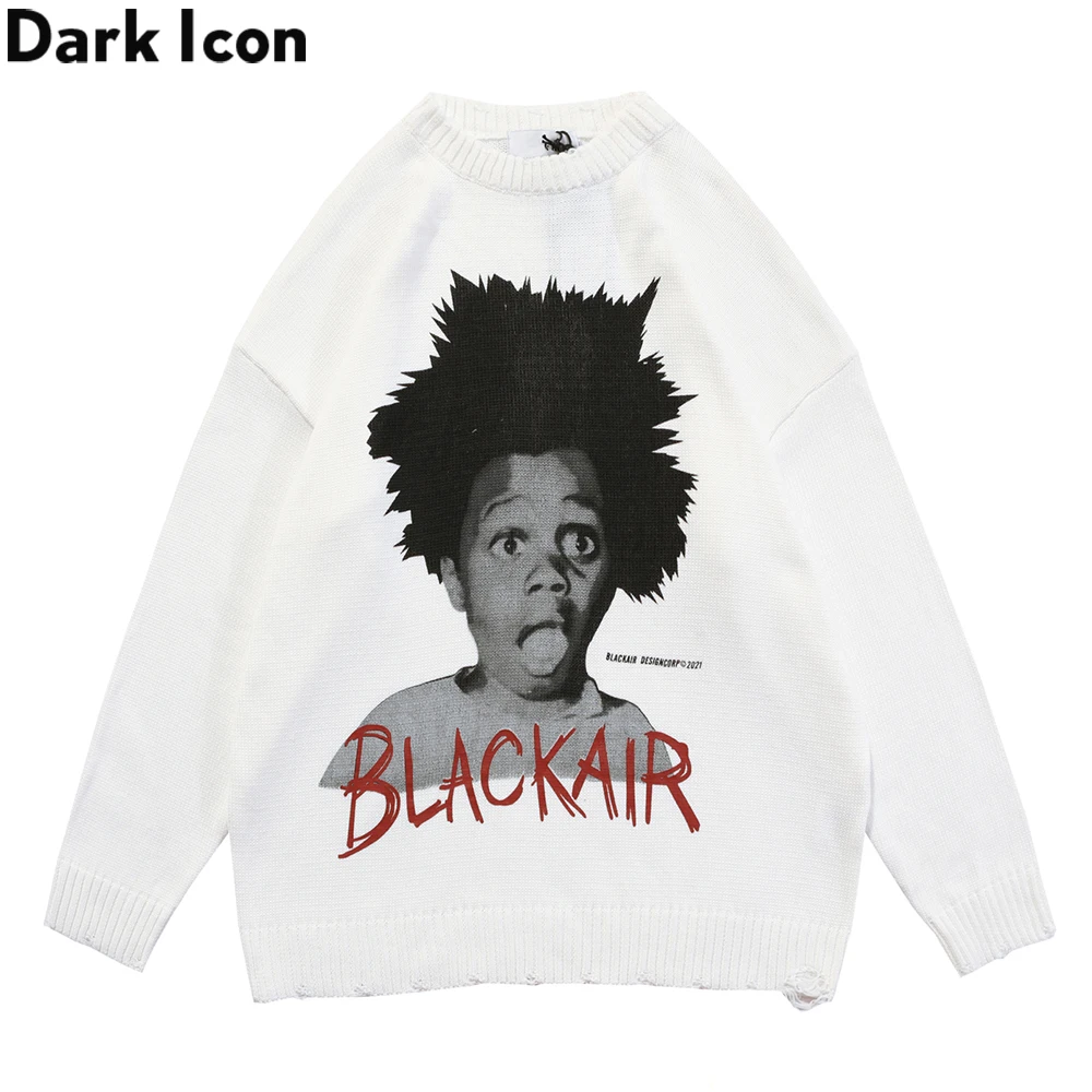 

Свитер мужской, женский, вязаный пуловер, с принтом Dark Icon