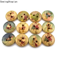 100pcs 2 holes animals wooden buttons for scrapbooking crafts diy baby children clothing sewing accessories button decoration