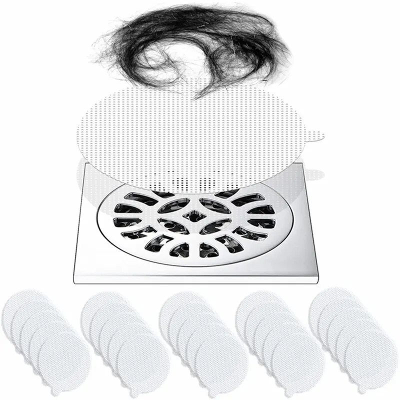 

25PCS Round Disposable Shower Drains Hair Catcher Mesh Stickers Bathroom Bathing Shower Hair Stoppers Catchers Accessories