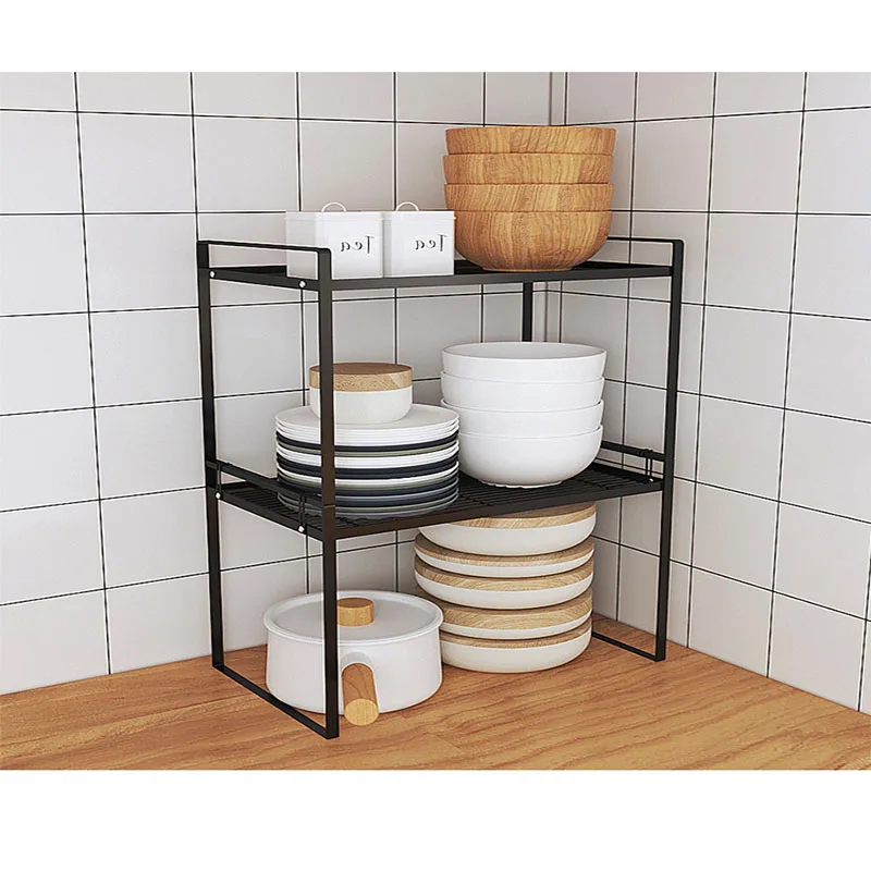 kitchen supplies layered storage rack double layer cabinet bowl and dish storage rack sink side plate drain rack countertop rack free global shipping