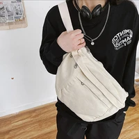casual solid canvas large capacity fanny pack crossbody waist bag for women unisex chest bags hip hop phone pack purse handbags
