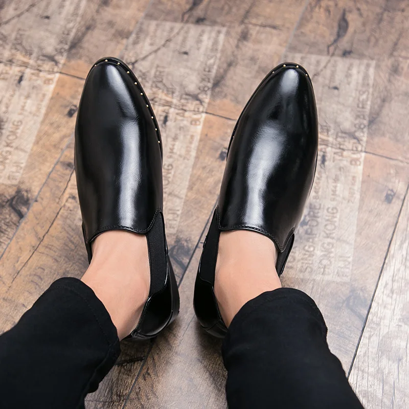 Весна 2020 г. новые официальные туфли мужские кожаные в итальянском стиле черные