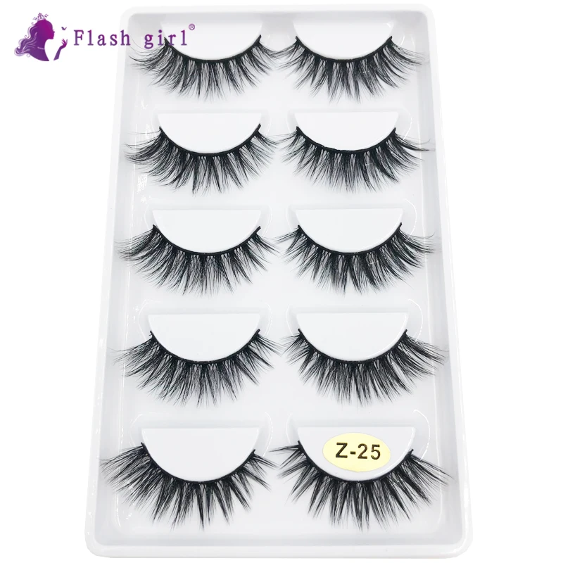Flash Girl макияж 5 пар мульти-пакет Поддельные ресницы 3D Wispy объемные Личная этикетка