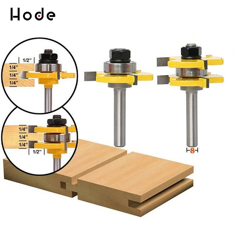 Набор Т-образных пазовых фрез 2 бита 3/4 дюйма хвостовик 1/4 для фрезерования