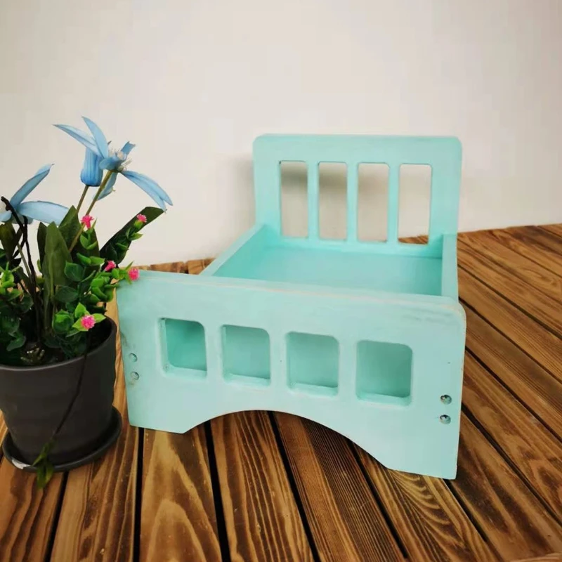 W3JF Newborn Posing Detachable Mini Bed Baby Infant Photo Shooting Props Wooden Crib | Мать и ребенок