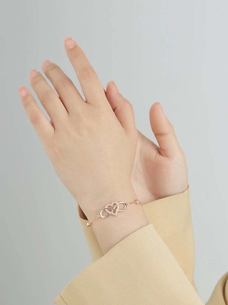 

ZEMIOR Show Infinite Love Lovers Bracelet For Women Inlay Cubic Zircon Jewelry Real 925 Sterling Silver Feeling Chain Fine Life
