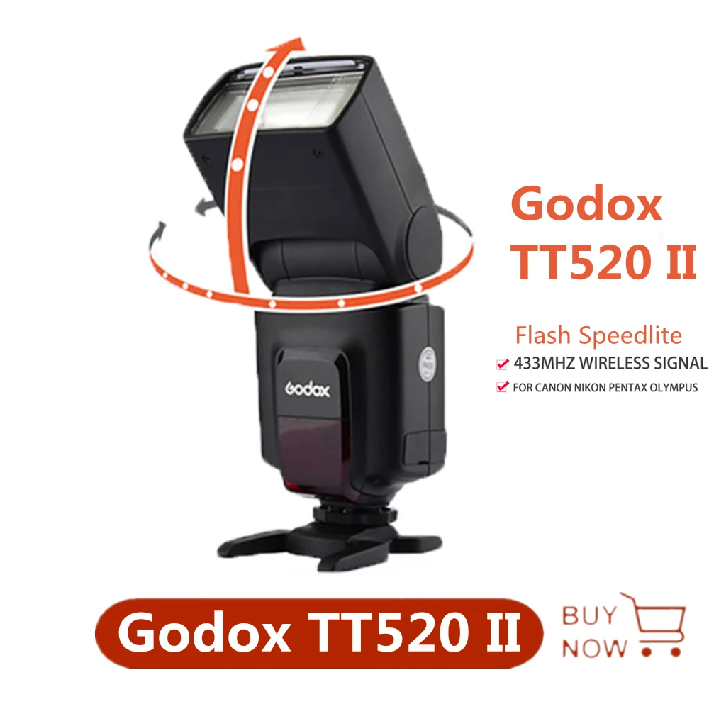 

Godox TT520 II Flash TT520II with Build-in 433MHz Wireless Signal + Flash Trigger for Canon Nikon Pentax Olympus DSLR Cameras