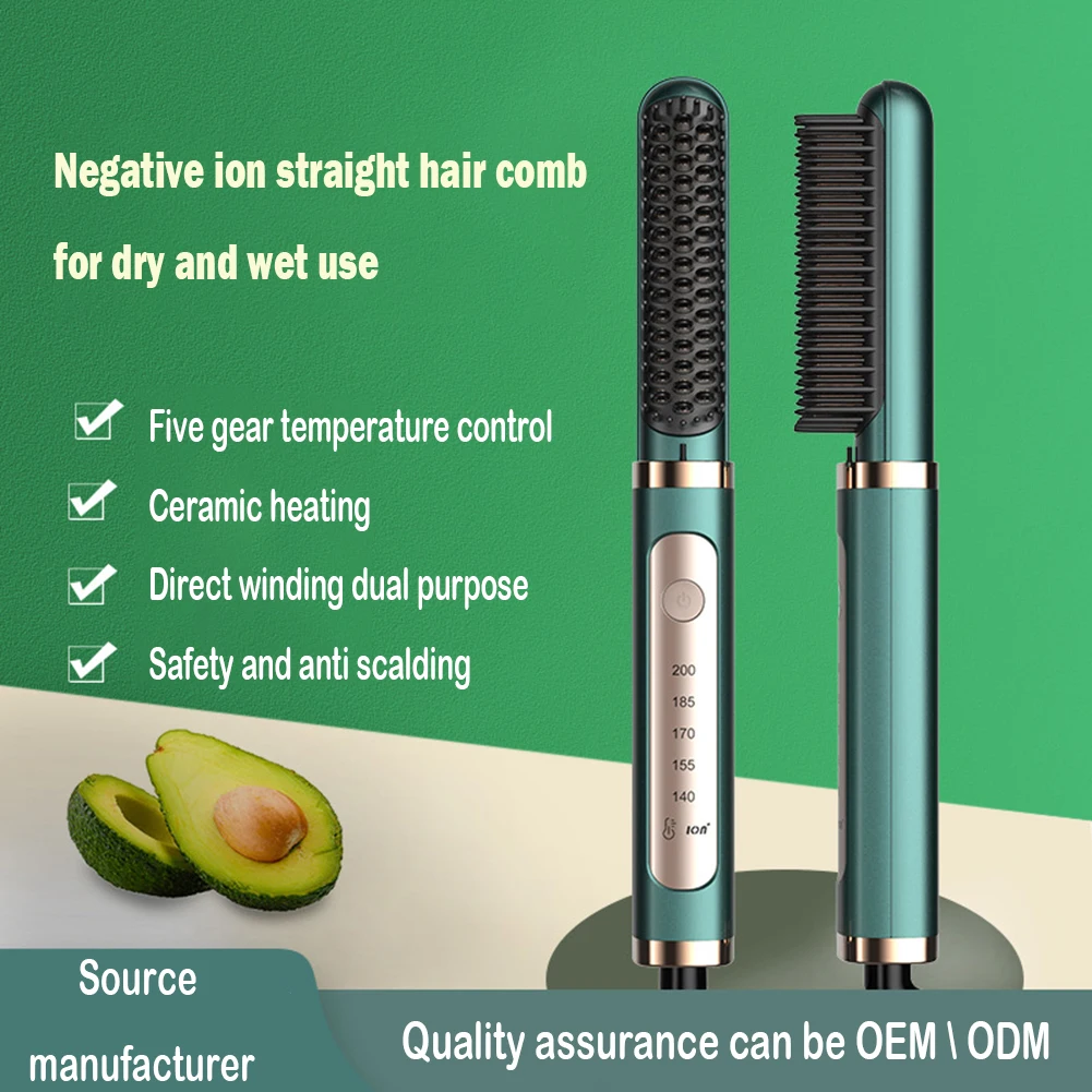 

Professional Hair Straightener Curler Brush Ceramic Electric Straighten Beard Brush Fast Heating Curler Straightener Comb Styler