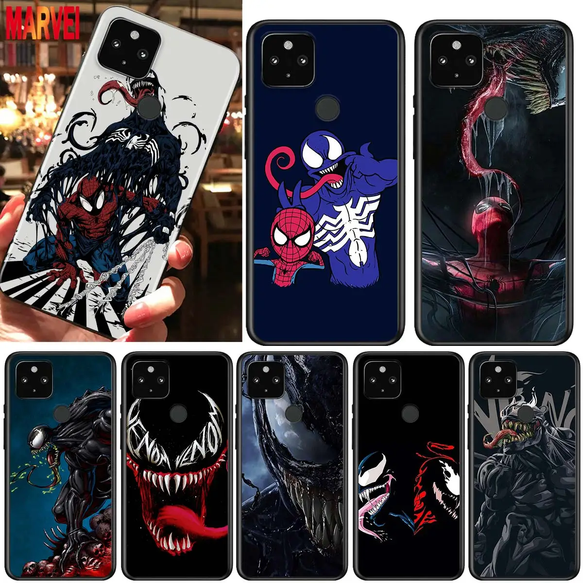 

Cool Marvel Venom Shockproof Cover for Google Pixel 5 5A 4 4A XL 5G Black Phone Case Shell Soft Fundas Coque Capa Cover