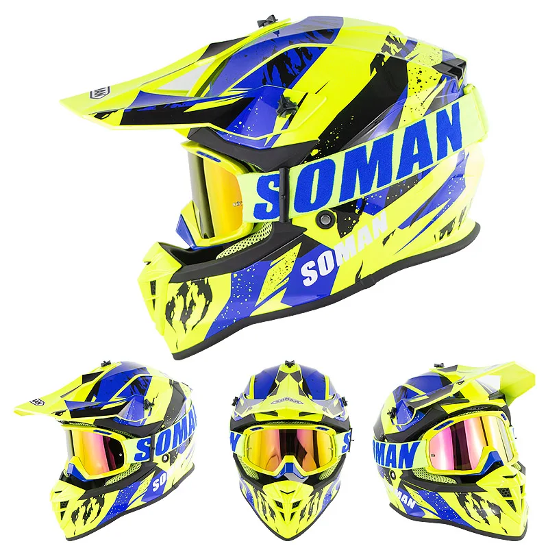 Шлем SOMAN для езды по бездорожью и гору мотоциклетный шлем мотокросса с очками MX