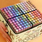 Набор двусторонних маркеров для рисования, 406080 цветов, с кожаным чехлом