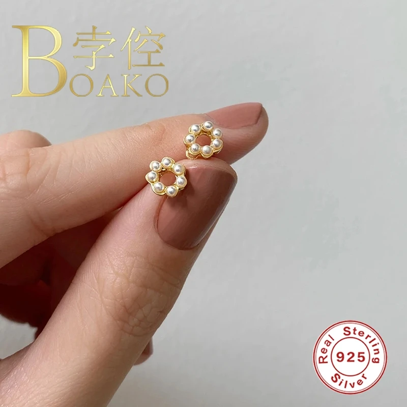 

BOAKO Earrings For Women Piercing 925 Sterling Silver Black Diamond Stud Earrings Jewelry Fashionable Zircon Brincos Prata #8.2