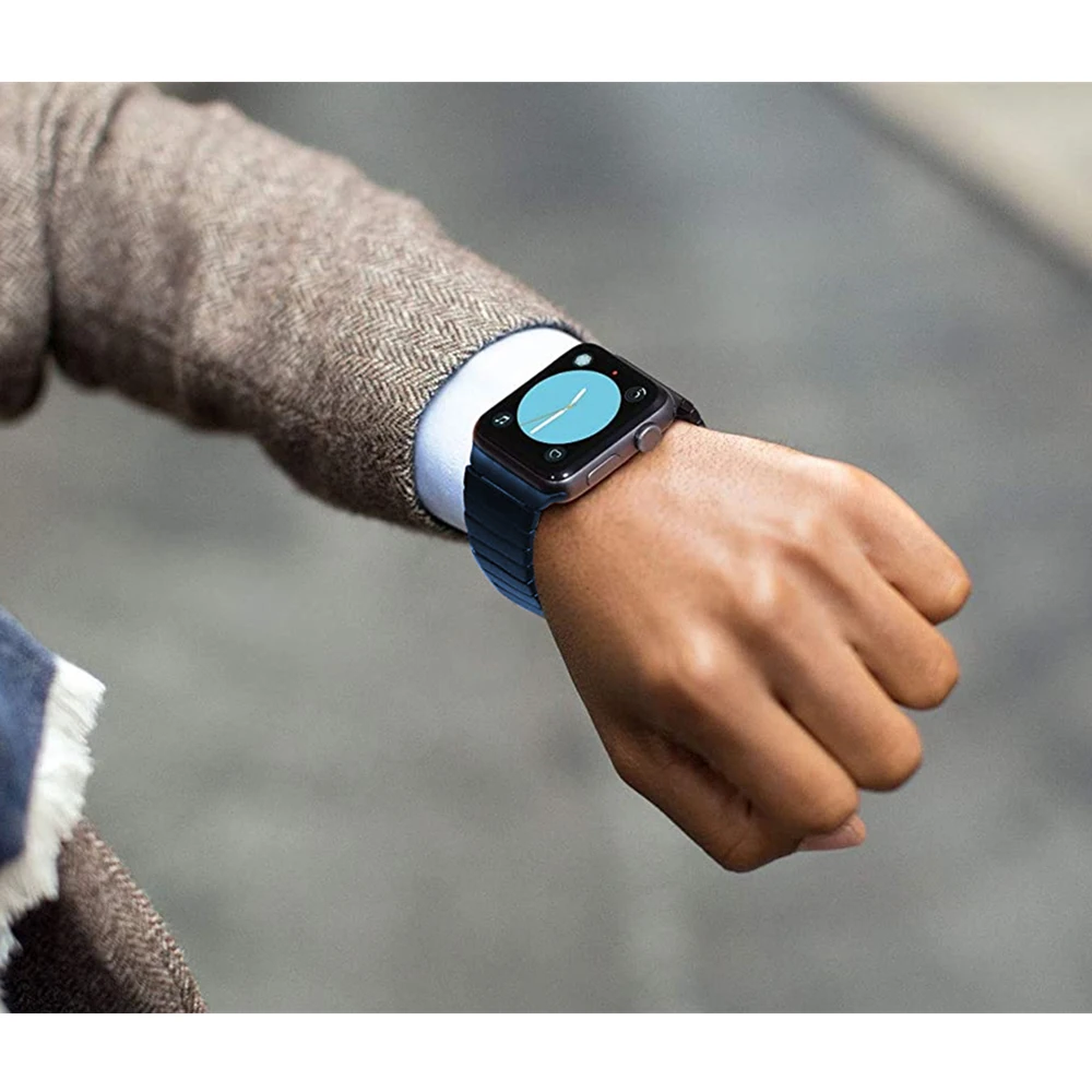 Ремешок из нержавеющей стали для apple watch band series 6 5 4 se 44 мм 40 синий звеньевой браслет