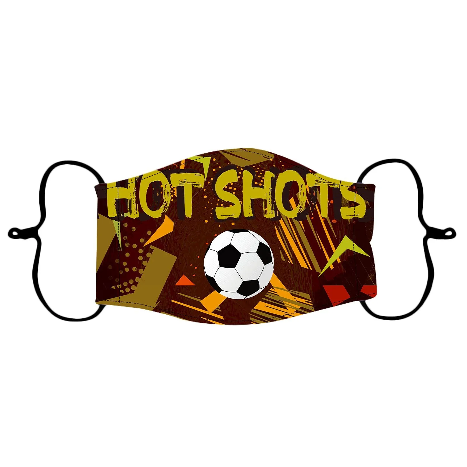 Маска для лица с регулируемыми ушными петлями для детей, изготовленная из перерабатываемых материалов, с принтом футбольного мяча и рождественским дизайном.