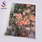 Женские кашемировые шарфы BYSIFA, зеленые и розовые шарфы из пашмины, утепленные теплые шарфы для шеи, * 70 см