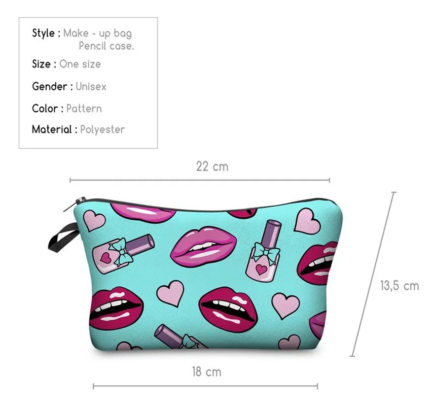 

Sexy Lips Cosmetic Storage Bag Saves Mask Clutch Purse Zipper Women's Travel Waterproof Makeup Purse Washing Lipstick Tote Bag