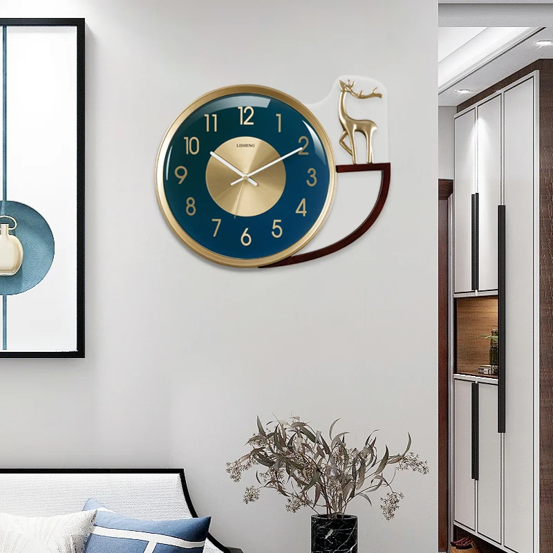 

Luxury Deer Nordic Wall Clock Living Room Large Silent Metal Wall Clock Modern Design Reloj Pared Grande Home Decor LL50WC