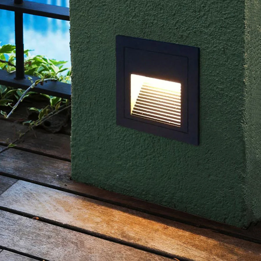 6PCS 1W 3W LED Step Lights Waterproof Stair Lights Outdoor Footlight Recessed Corner Wall Lamp Garden Landscape Deck Lamp