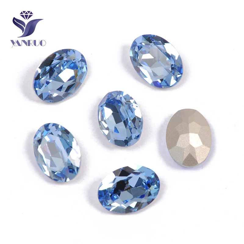 Light Sapphire Yanruo 4120 Овальные Стеклянные Стразы Самоцветы DIY шитье кристаллы Декоративные Камни Точка назад пришитые Стразы для украшения для одежды - Цвет: Light Sapphire