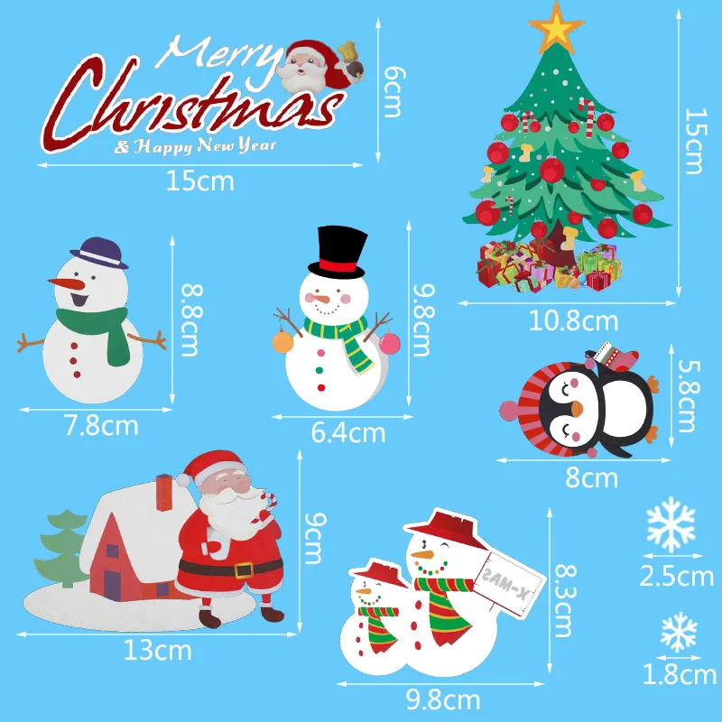 Белая наклейка в виде снежинки Санта Клауса 35*25 см стеклянное окно