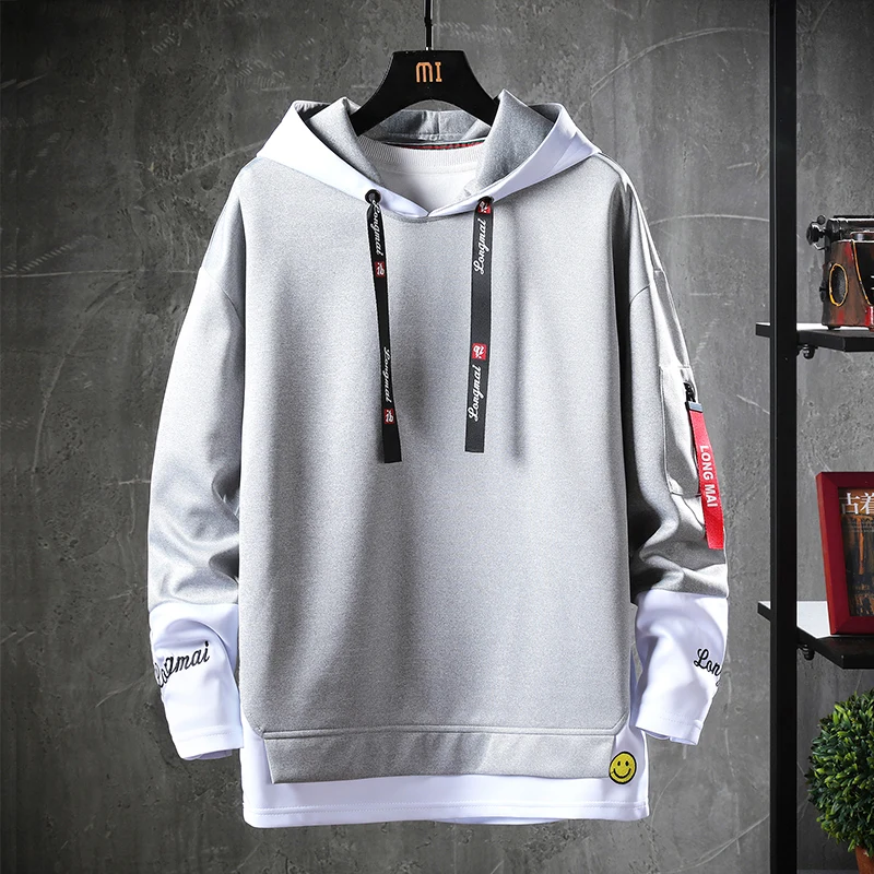 

New Oversized Mens Hoodies Men 2020 Autumn Patchwork Sweatshirt Hip Hop Japanese Streetwear Harajuku White Hoodie Men
