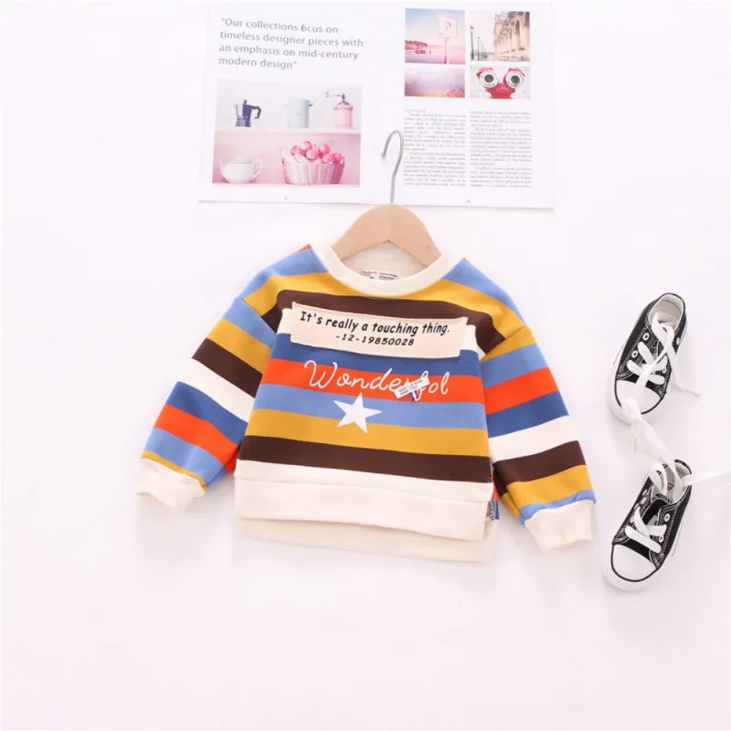 

Girl Sweatshirt Kids Costume Printed Outerwear Tops Children Colorful Striped Letter Star Baby Clothes Sweatshirt for girls