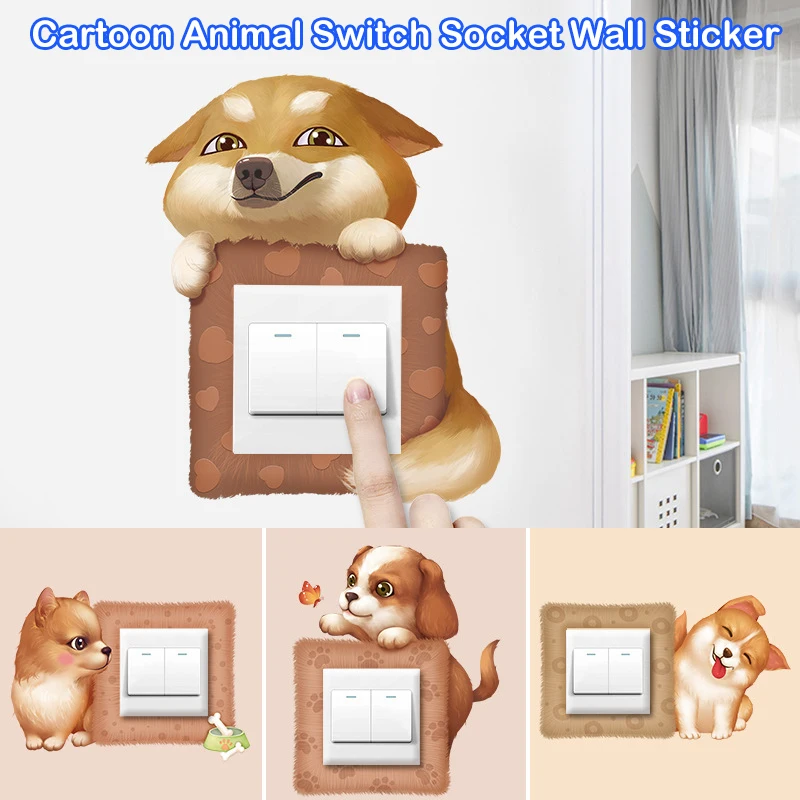 

5 Pcs Cartoon Cute Switch Sticker Wall Switch Protective Cover Simple Socket Decoration HANW88
