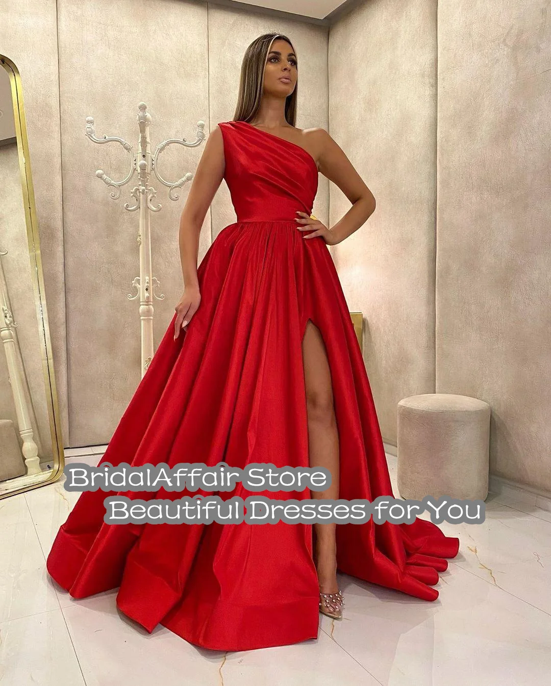 BridalAffair праздничное красное ТРАПЕЦИЕВИДНОЕ длинное платье для выпускного вечера