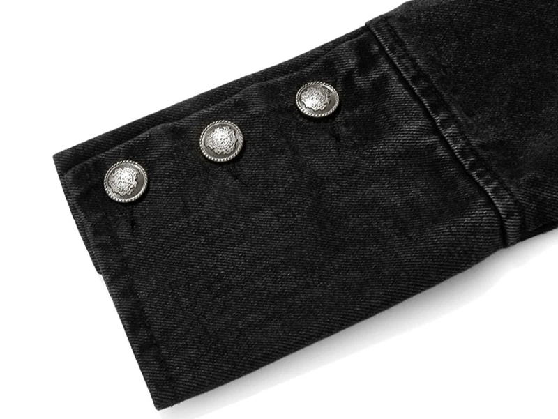 

HIGH QUALITY Vintage Buttons Gothic Denim Coats For Women Stand Collar Long Sleeve Streetwear Style Jackets Female Clothes